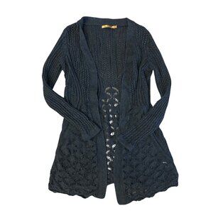 Belldini Women's Pointelle Open Cotton Cardigan Small